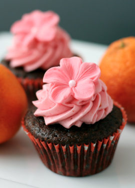 Chocolate Olive Oil and Blood Orange Cupcakes