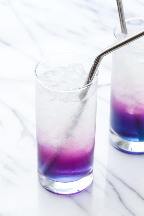 Magic Color-Changing Lemonade recipe made with Butterfly Pea Flowers