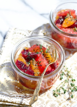 Too much citrus? This Winter Citrus Salad uses 3 kinds of citrus, with thyme and poppyseeds