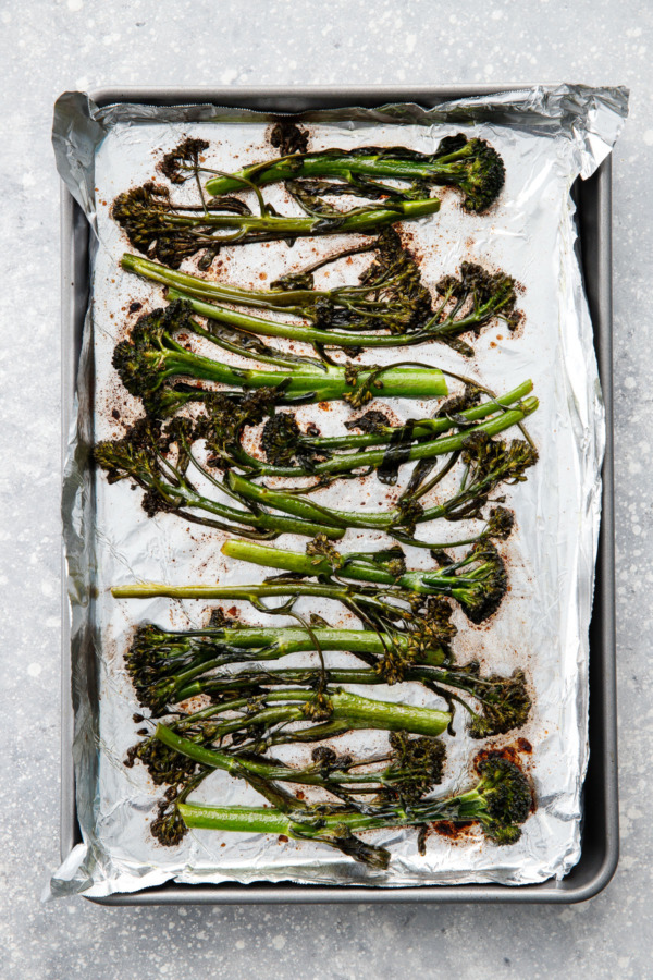 After baking: Crispy Oven-Roasted Broccolini