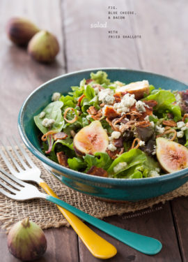 Fig, Blue Cheese, and Bacon Salad with Fried Shallots