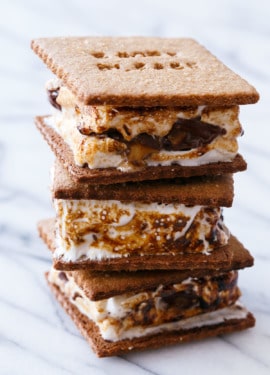 Goo Goo Cluster S'mores with Homemade Graham Crackers and Marshmallows