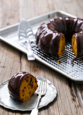 This Pumpkin Chocolate Chip Bundt Cake is a perfect non-pie Thanksgiving dessert!