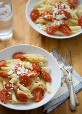 Roasted Tomato Penne with Goat Cheese