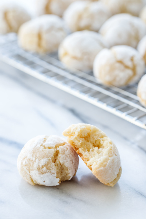 Soft Amaretti Cookies are chewy on the outside and soft and almost marzipan-like on the inside
