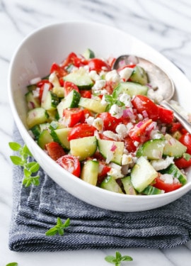 Cucumber Tomato Salad Recipe with Feta: A perfect recipe for a summer picnic!