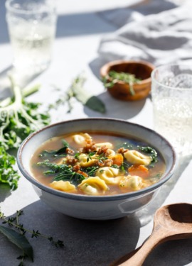 Tortellini Soup with Italian Sausage and Kale