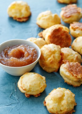 Homemade White Cheddar Gougères with Apple Butter